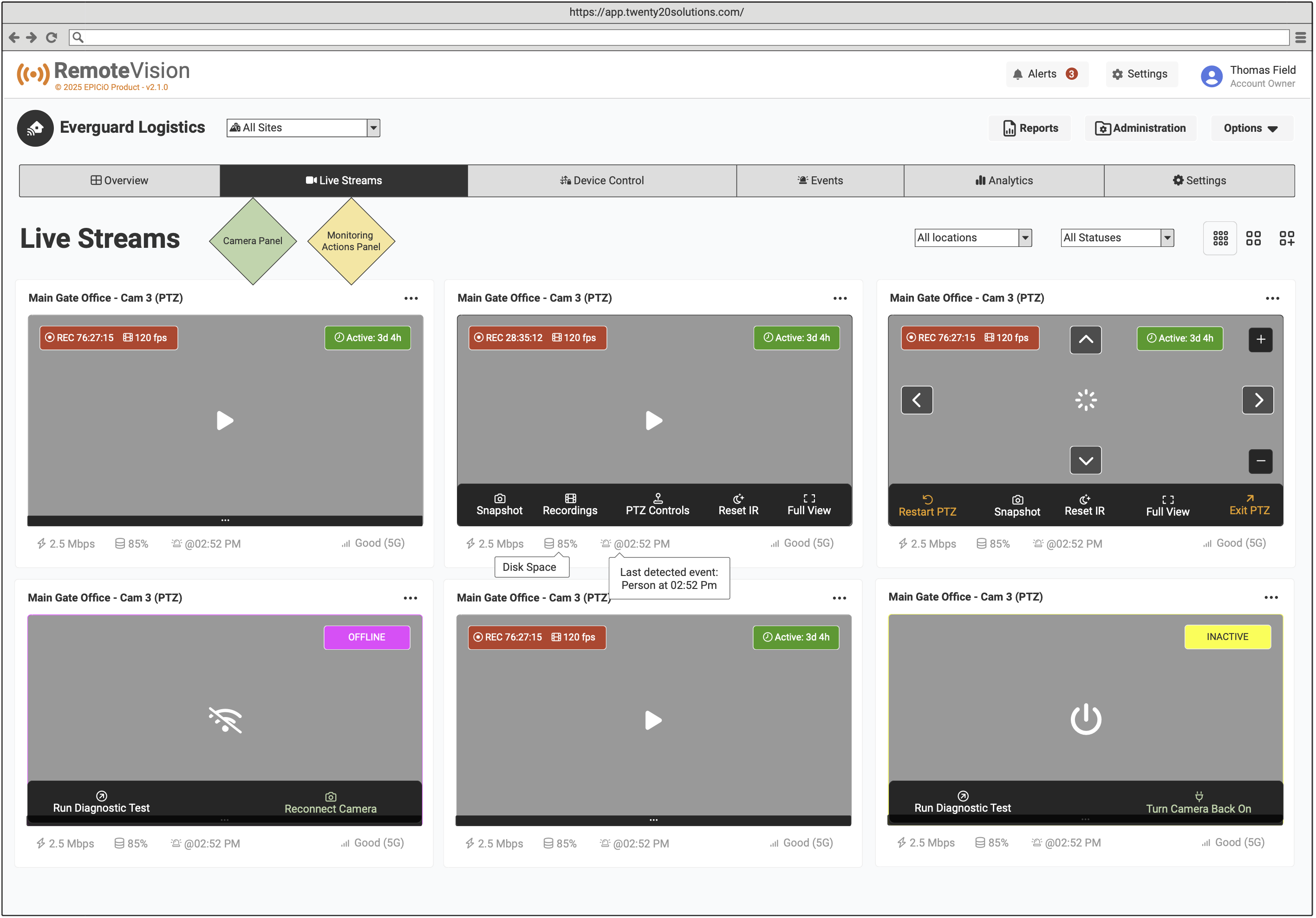 EPIC iO RemoteVision platform dashboard